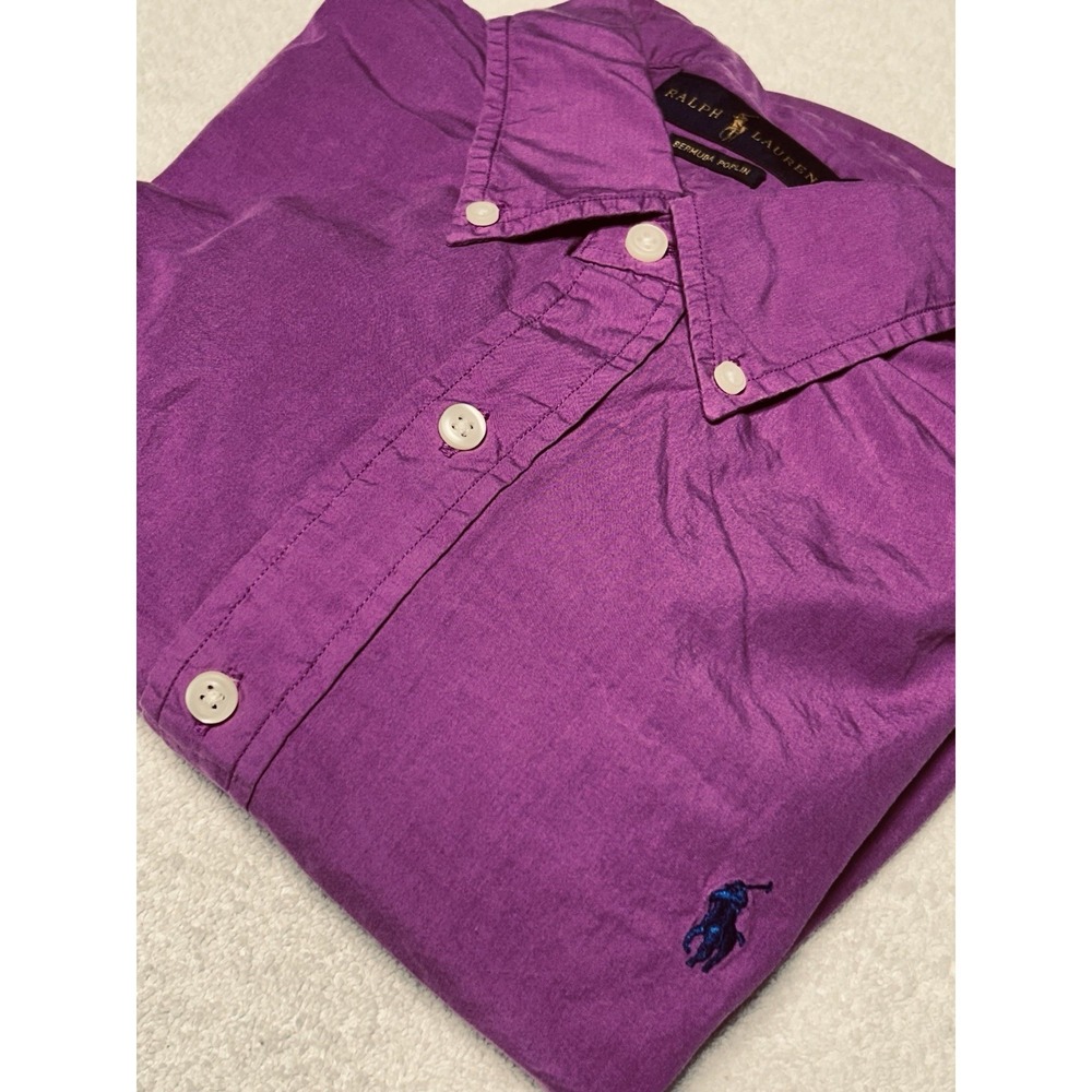 Ralph Lauren Polo Purple Men's XL Bermuda Poplin Button Down Cotton Silk Blend